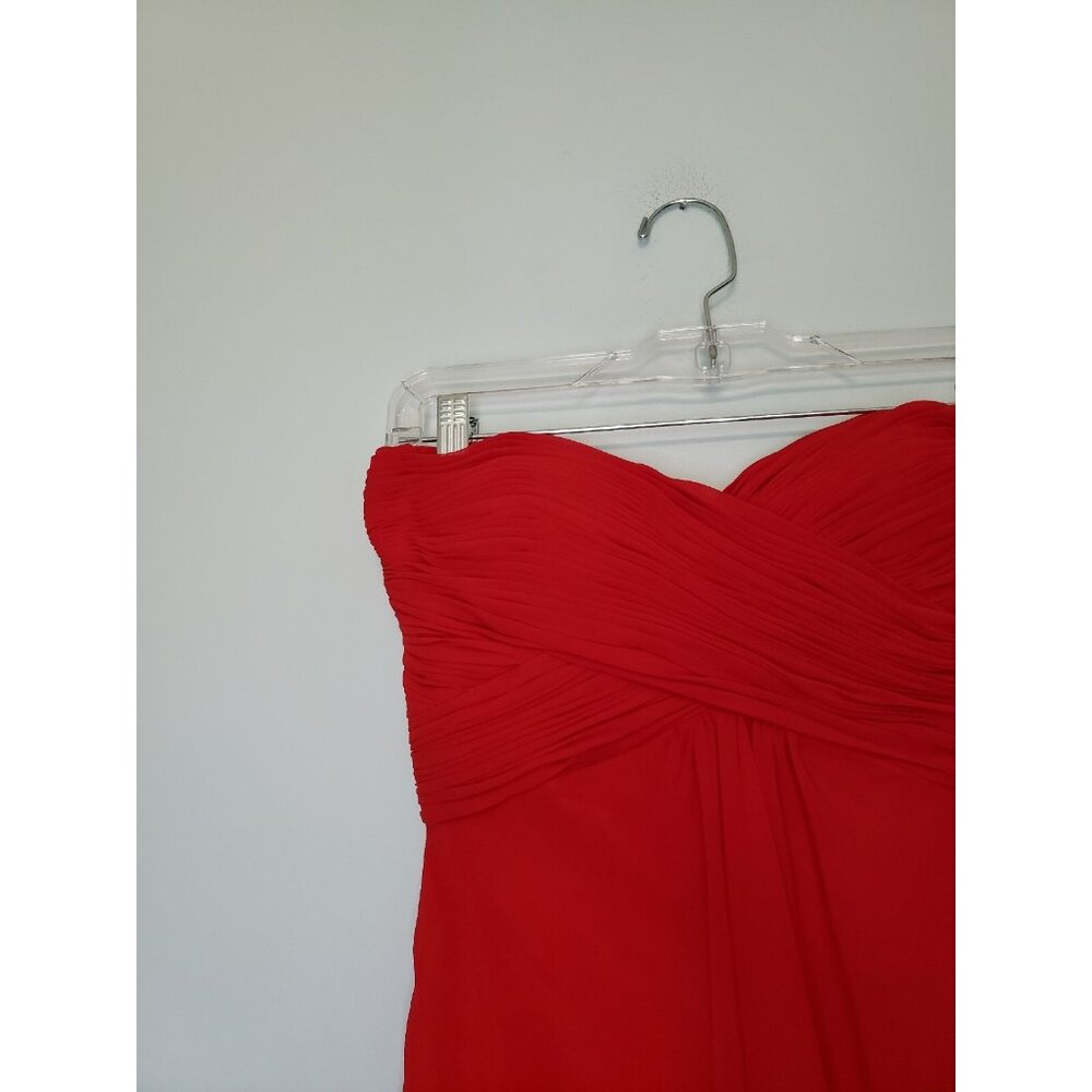 Faviana Womens 4 Cocktail Dress Prom Pleated Chest Bright Red Short Strapless - Picture 4 of 5